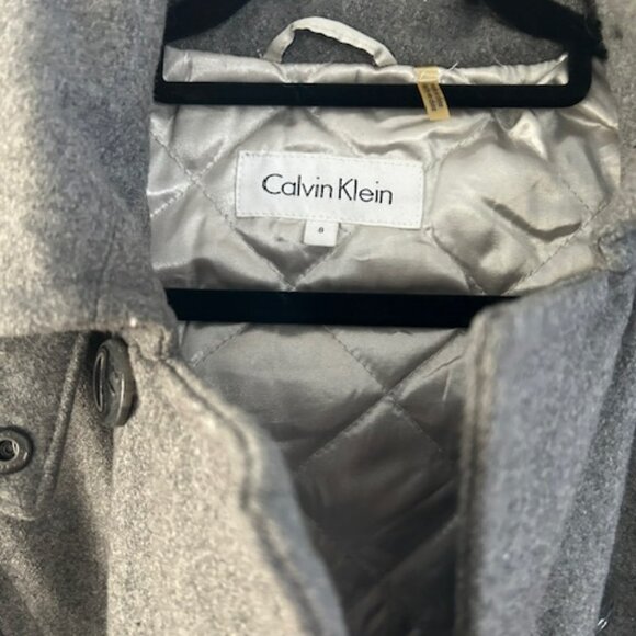 Calvin Klein Wool Blend Double Breasted Pea Coat Removable Hood Women’s Size 8 - Picture 6 of 10